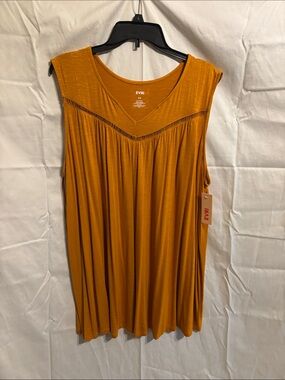 EVRI Women's Rusty Mustard Sleeveless V-Neck Tank
